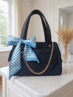 Louis Vuitton Josephine PM Mini Lin Navy Satchel Bag LIKE NEW✨️